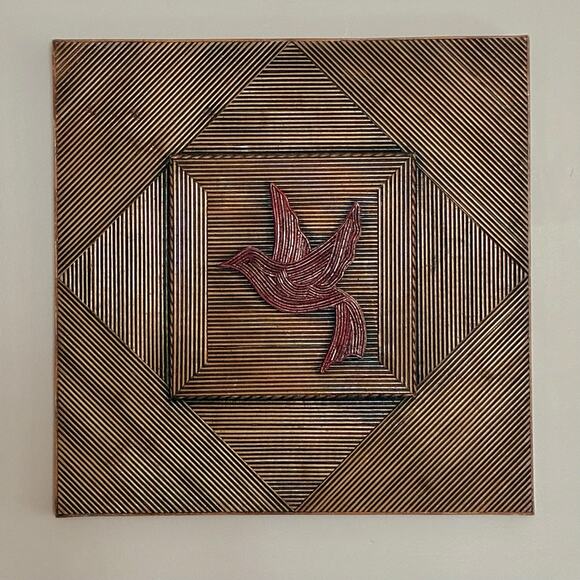 Vintage Mid-Century Modern Geometric Bird Wall Art
